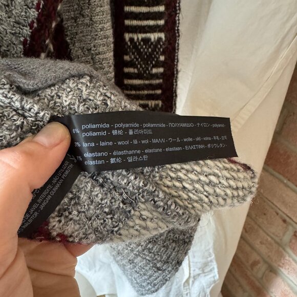 Zara Knit Aztec Icelandic Print Wool Blend Coat Sweater Jacket - Picture 13 of 13